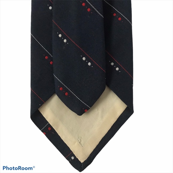 Tie Navy Red White Polyester 3” Wide Vintage - Picture 7 of 9